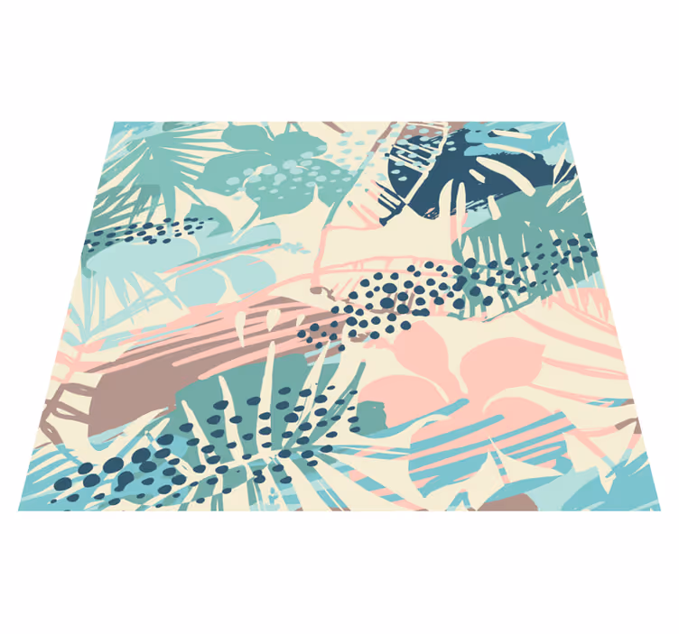 Nature vinyl rug with tropical plants flowers dots - TenStickers