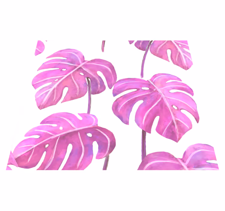 Nature vinyl rug in pink painted monstera - TenStickers