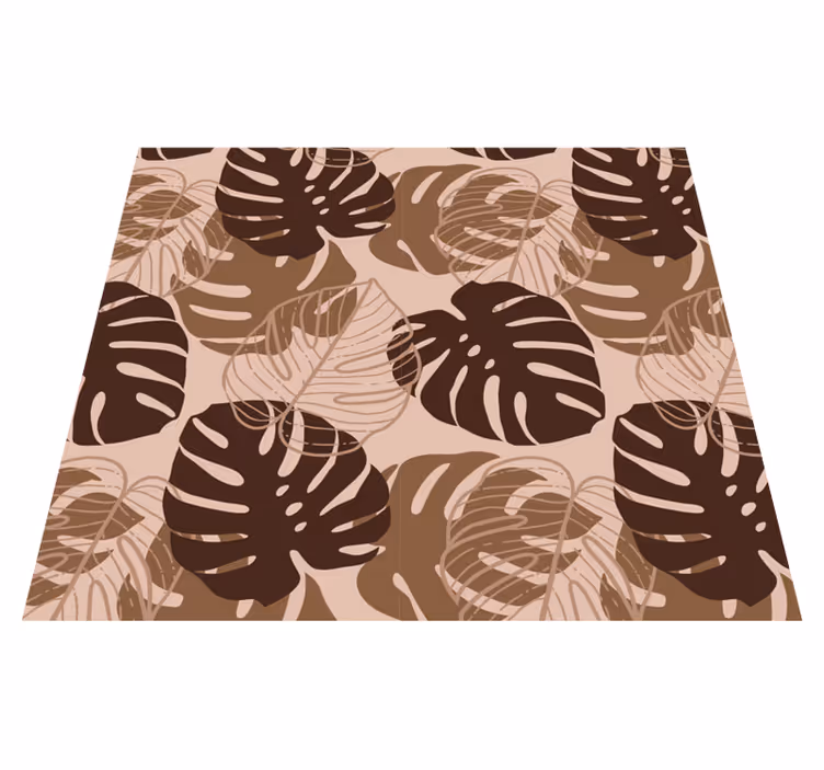 Nature vinyl rug in brown tone monstera deliciosa - TenStickers