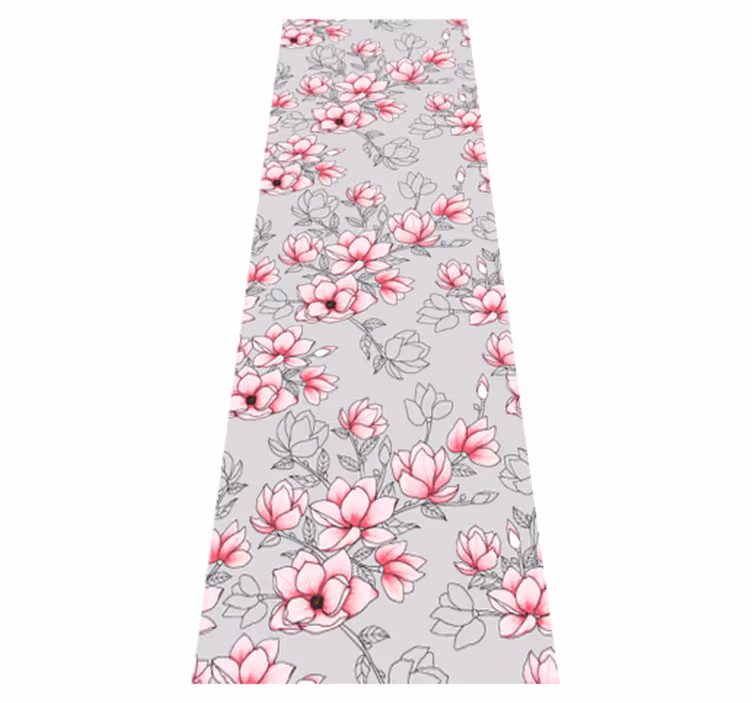 Nature vinyl rug with multiple magnolia flowers - TenStickers