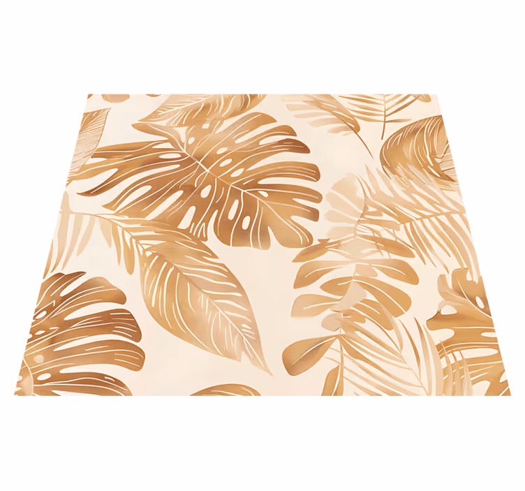Nature vinyl rug with beige large leaf pattern - TenStickers