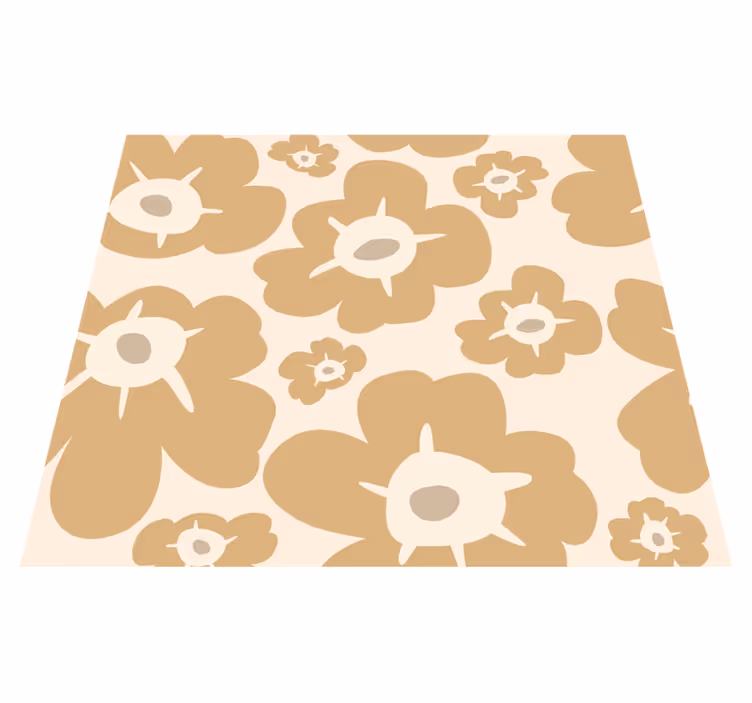 Nature vinyl rug beige poppies - TenStickers