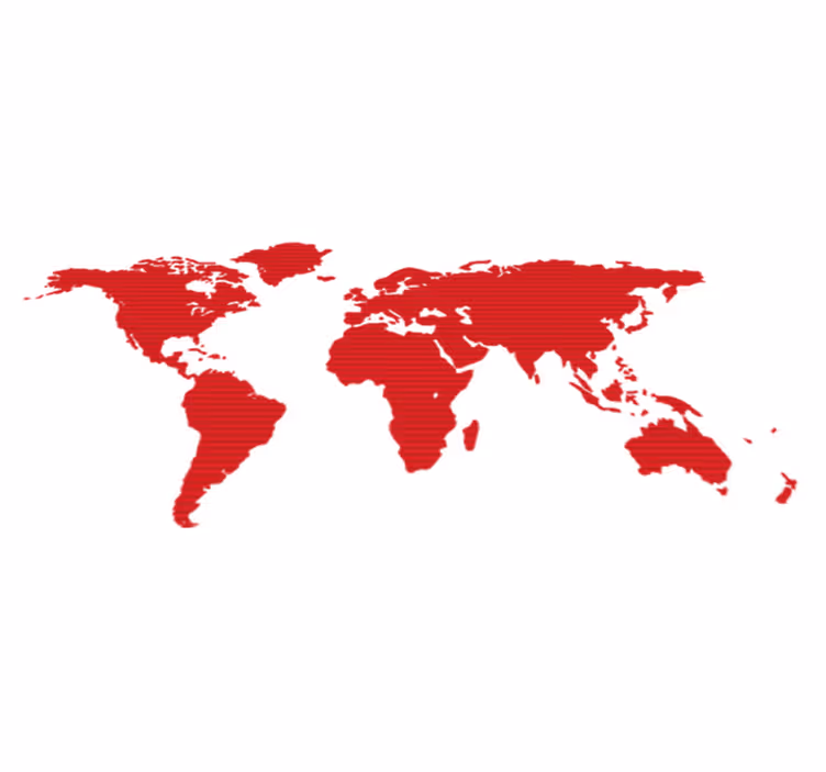 World map vinyl rug red with lines - TenStickers