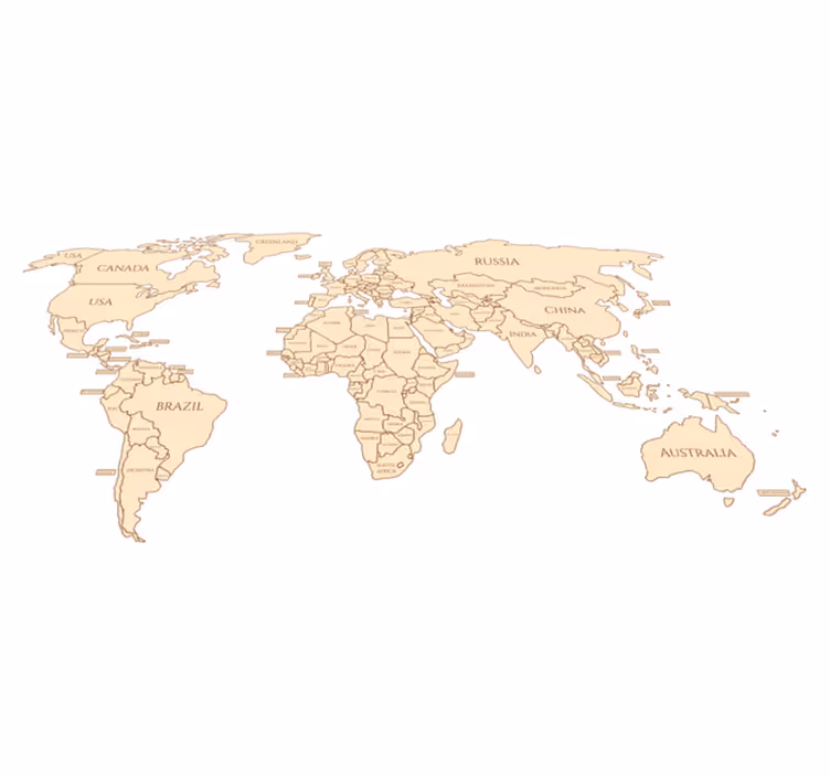 World map vinyl rug with names of countries - TenStickers