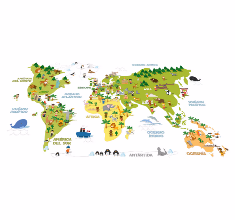 World map vinyl rug for kids with countries - TenStickers