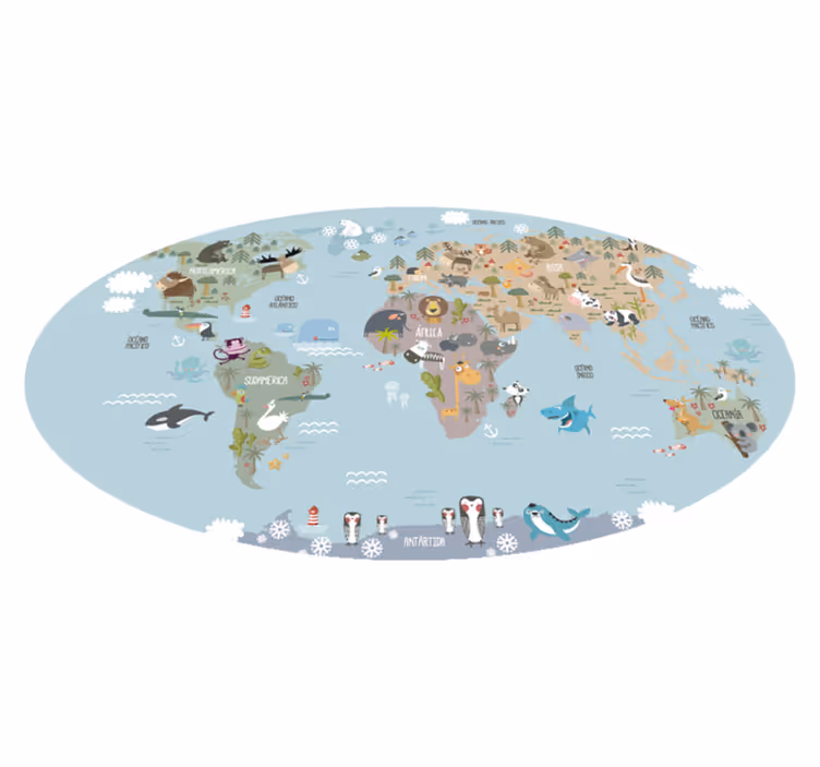 World map vinyl rug pastel world map for kids - TenStickers