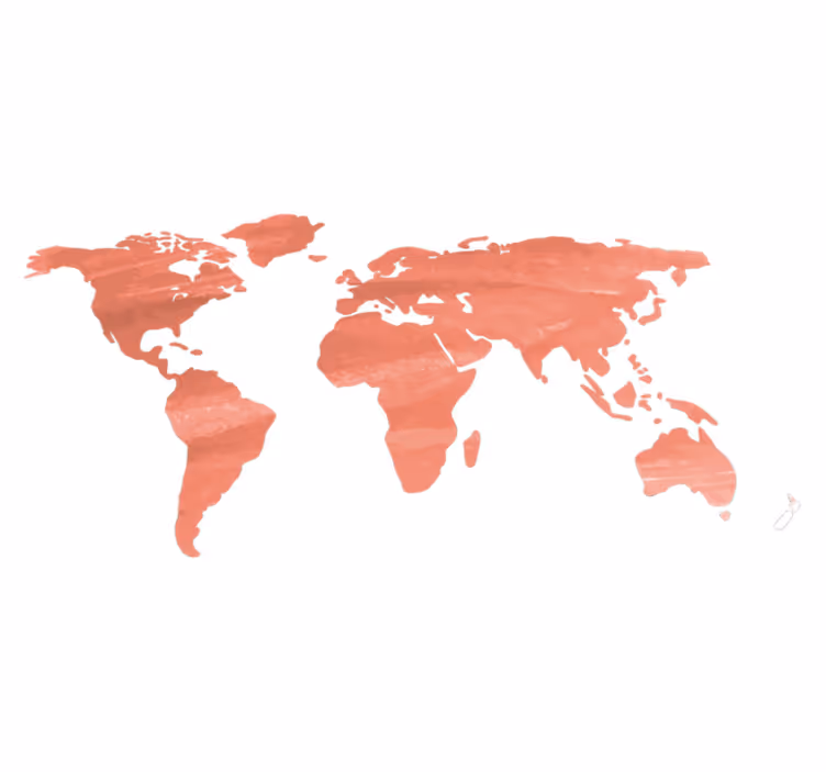 World map vinyl rug textured living coral - TenStickers