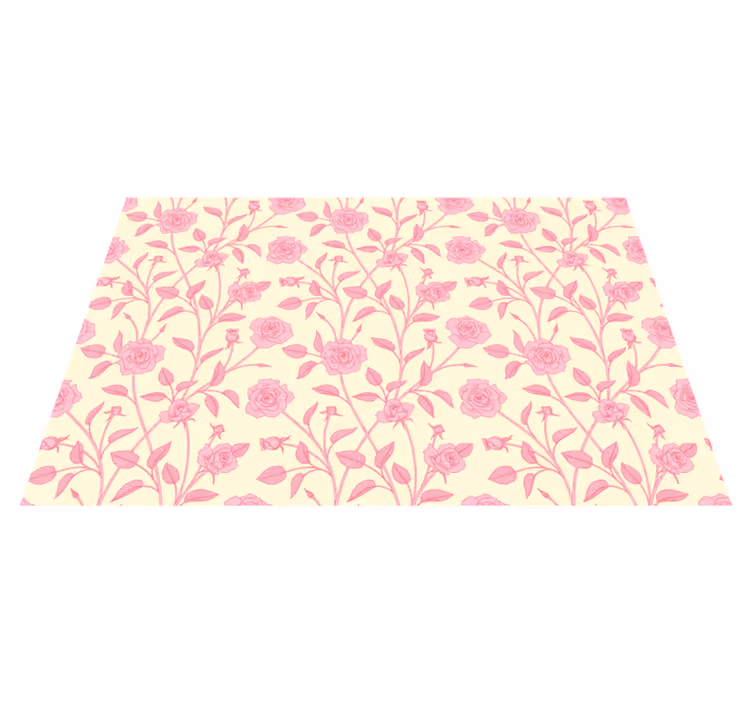 Vintage vinyl rug with small roses on pink - TenStickers