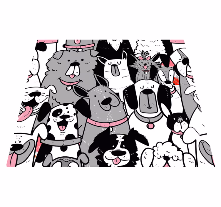 Animal vinyl rug wallpaper for kids with dog shapes - TenStickers