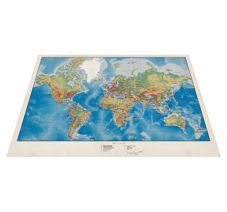 Mercator world map vinyl rug - TenStickers
