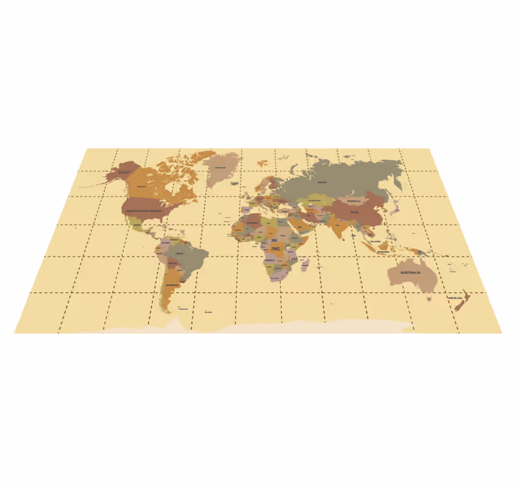 Beige vintage world map vinyl rug - TenStickers