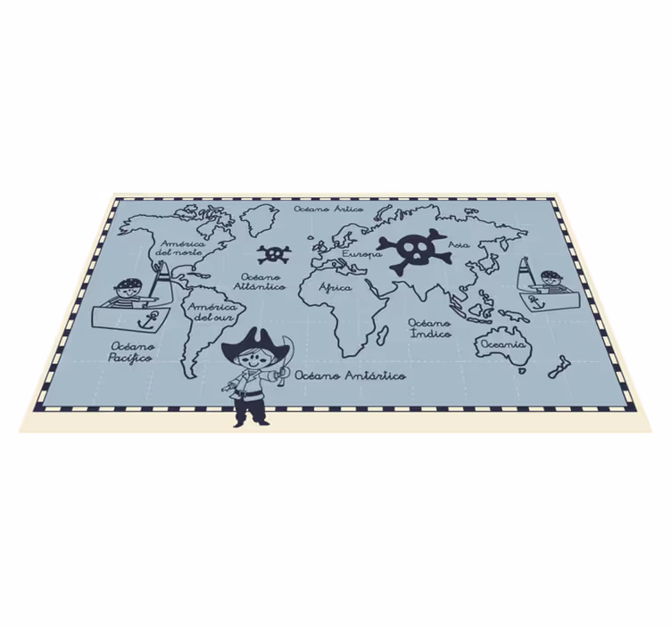 World map vinyl rug pirate style - TenStickers