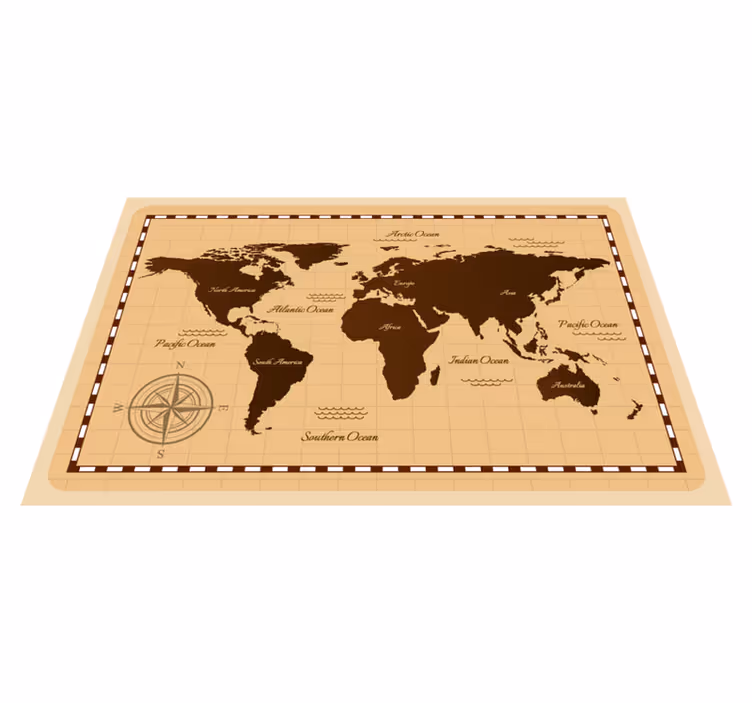 Atlas world map vinyl rug - TenStickers