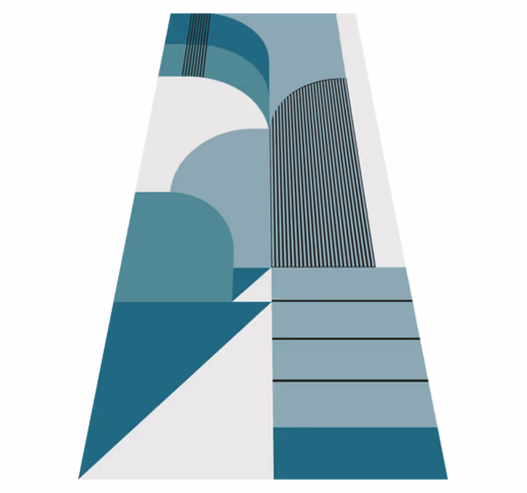 Modern vinyl rug in blue geometric urban design - TenStickers