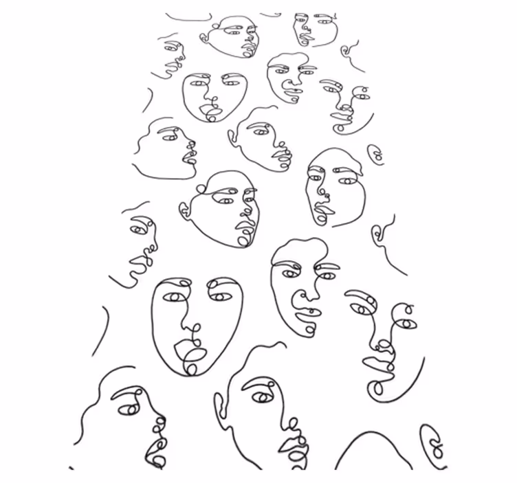 Modern vinyl rug with line art face design - TenStickers