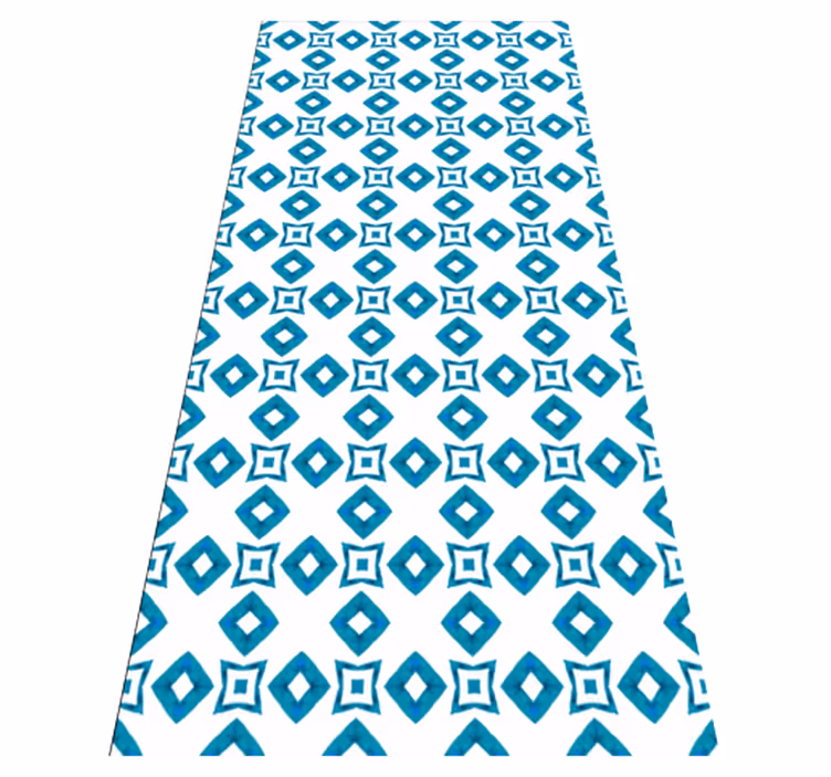 Textured vinyl rug with geometric blue diamond design - TenStickers