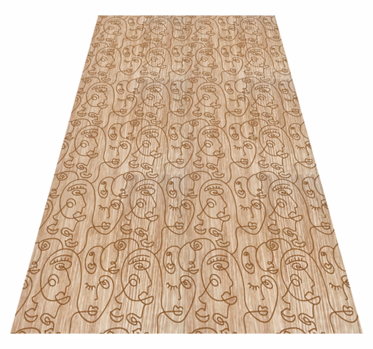 Textured vinyl rug abstract beige women design - TenStickers