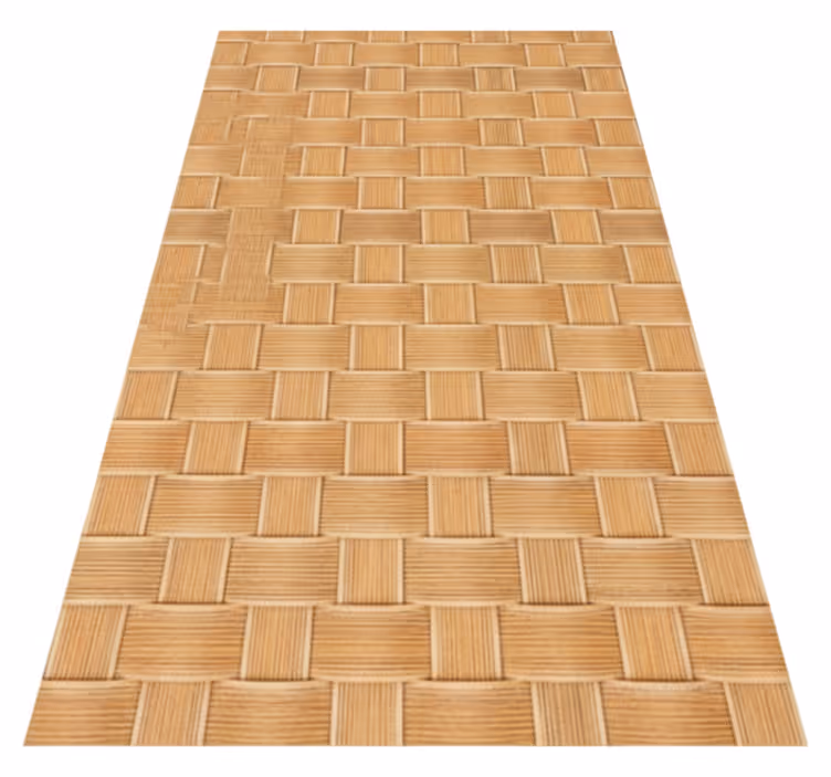 Textured vinyl rug with natural wicker grid design - TenStickers