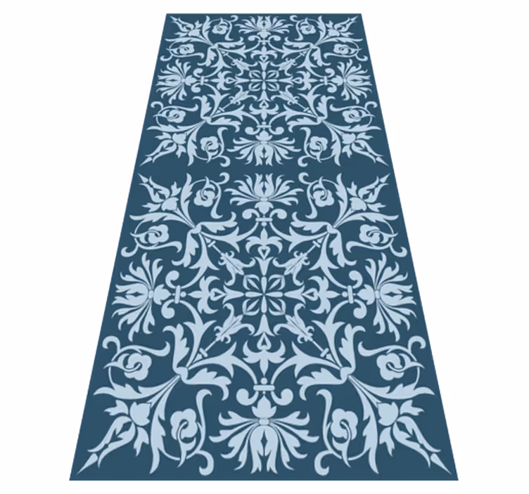 Vintage vinyl rug in french provincial blue pattern - TenStickers
