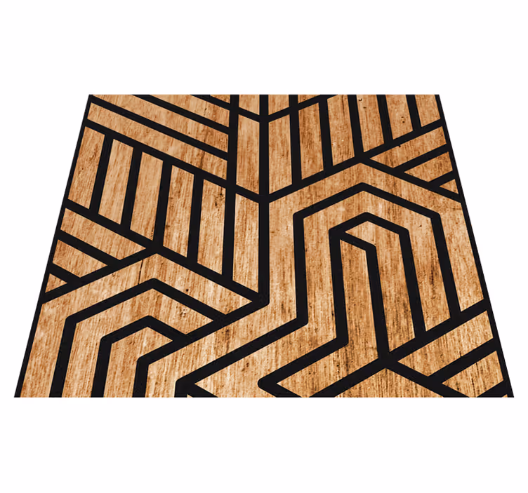 Textured vinyl rug with wooden geometric design - TenStickers