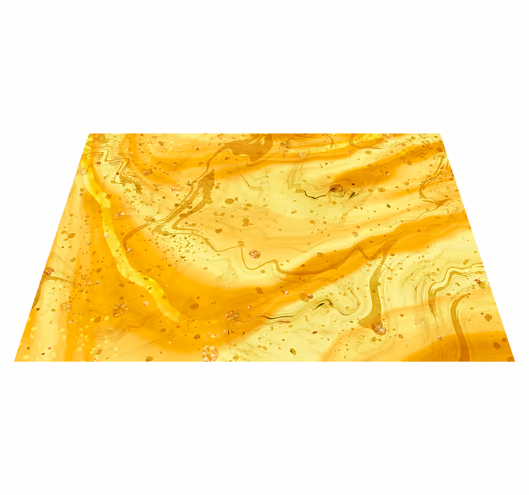 Textured vinyl rug yellow marble with gold splatter - TenStickers