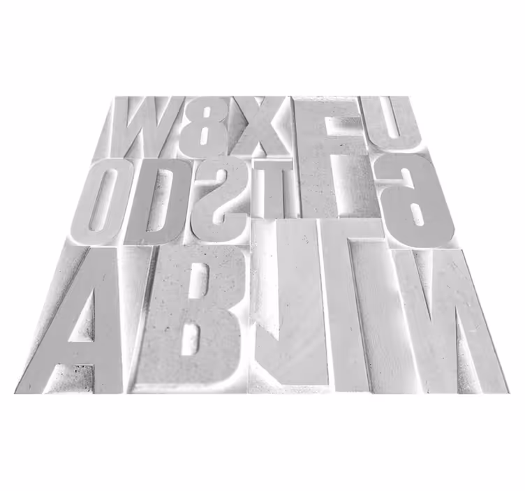 Custom rug with 3d grey letters design - TenStickers