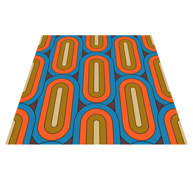 Vintage vinyl rug retro round blue design - TenStickers