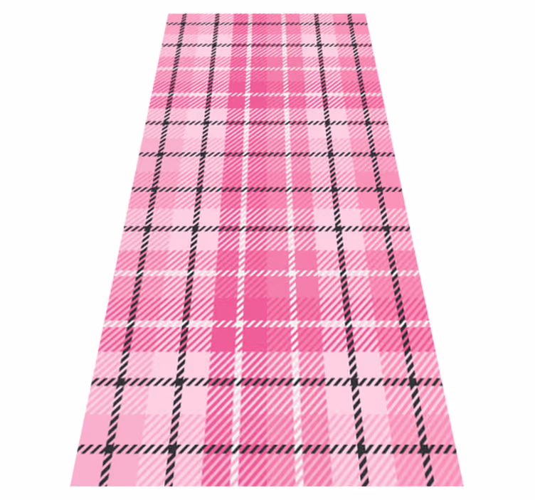 Vintage vinyl rug in pink and black tartan - TenStickers