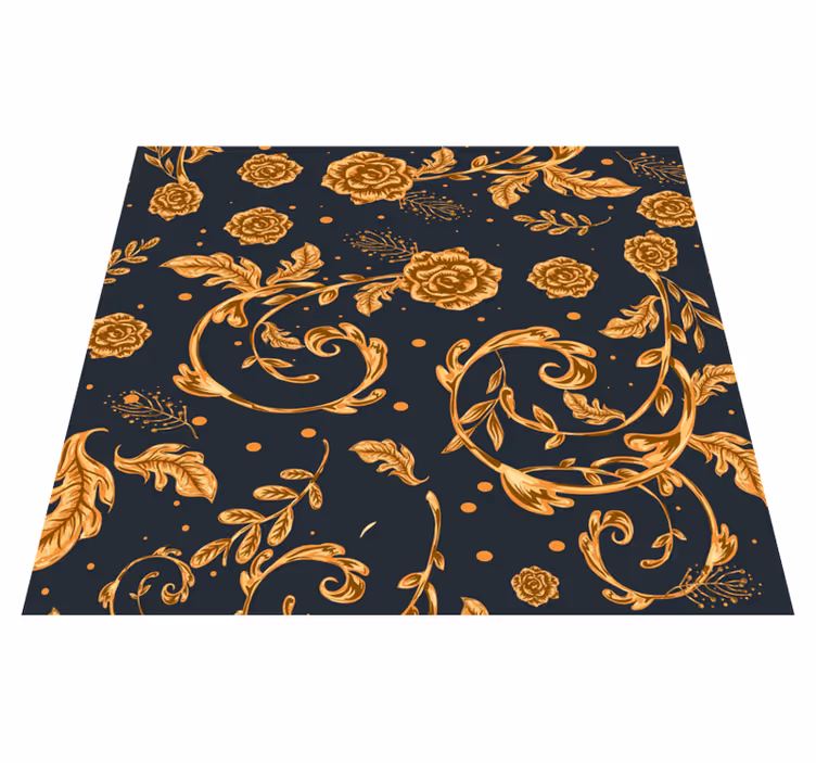 Vintage vinyl rug - golden leaf design - TenStickers
