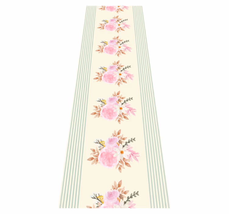 Vintage vinyl rug french provincial striped floral - TenStickers