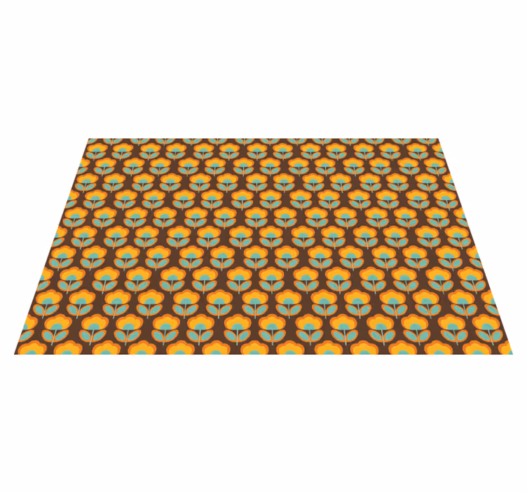 Vintage vinyl rug with 70s floral leaves design - TenStickers