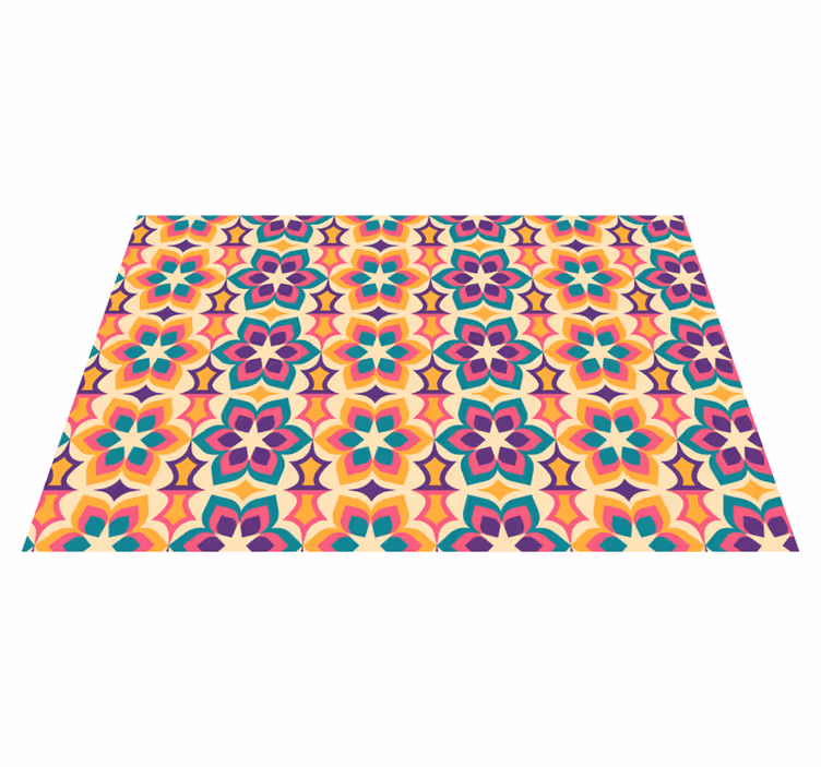 Vintage vinyl rug with 70s floral design - TenStickers