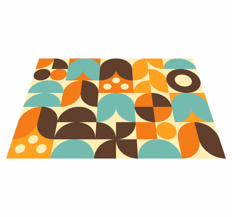 Vintage vinyl rug geometric 70s abstract shapes - TenStickers