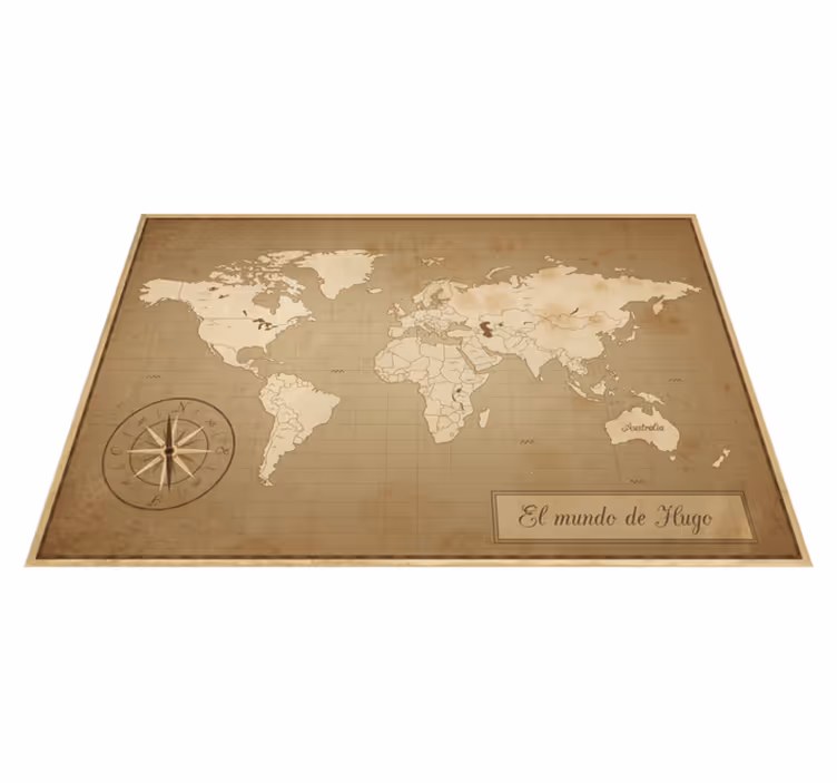 World map vinyl rug with vintage world map design - TenStickers