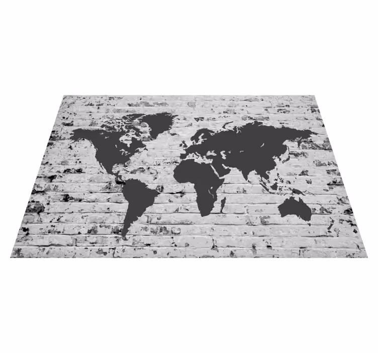 World map vinyl rug inspired by white brick design - TenStickers