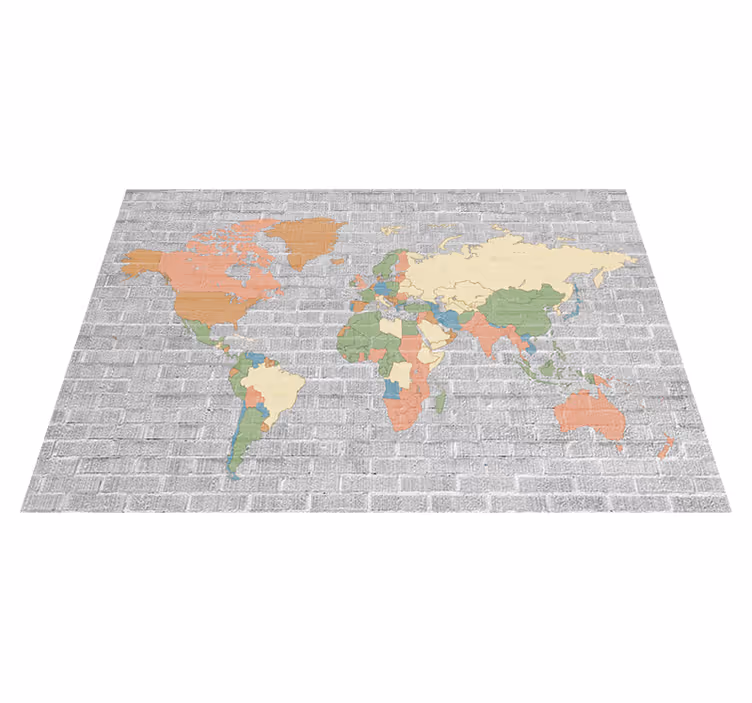 Stone pattern vintage world map vinyl rug - TenStickers
