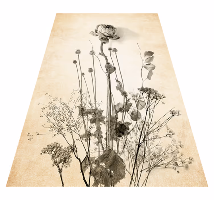 Floral vinyl rug with bouquet of flowers on beige - TenStickers