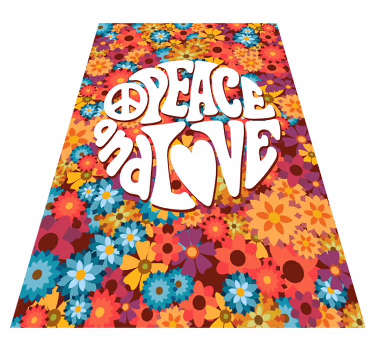 Peace and love floral vinyl rug - TenStickers