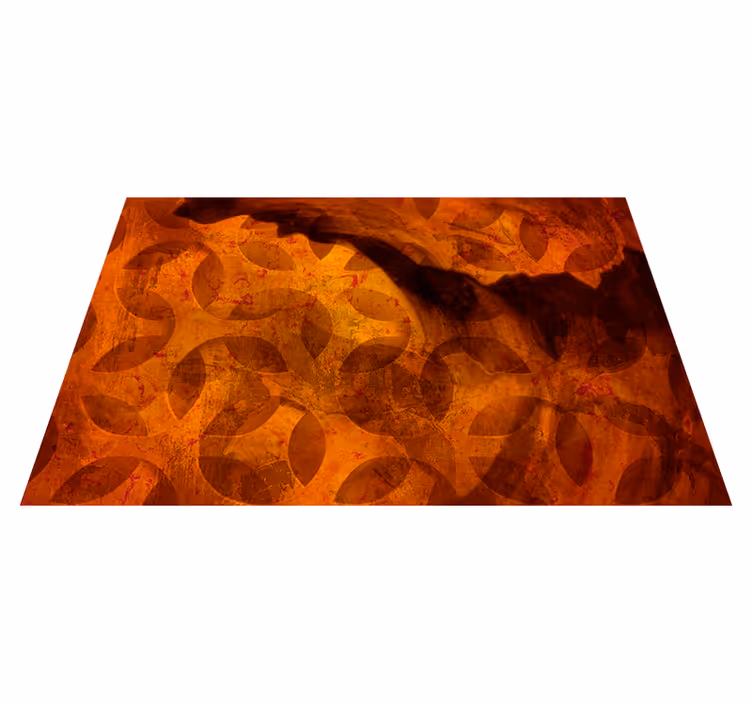 Geometric vinyl rug in abstract orange pattern - TenStickers