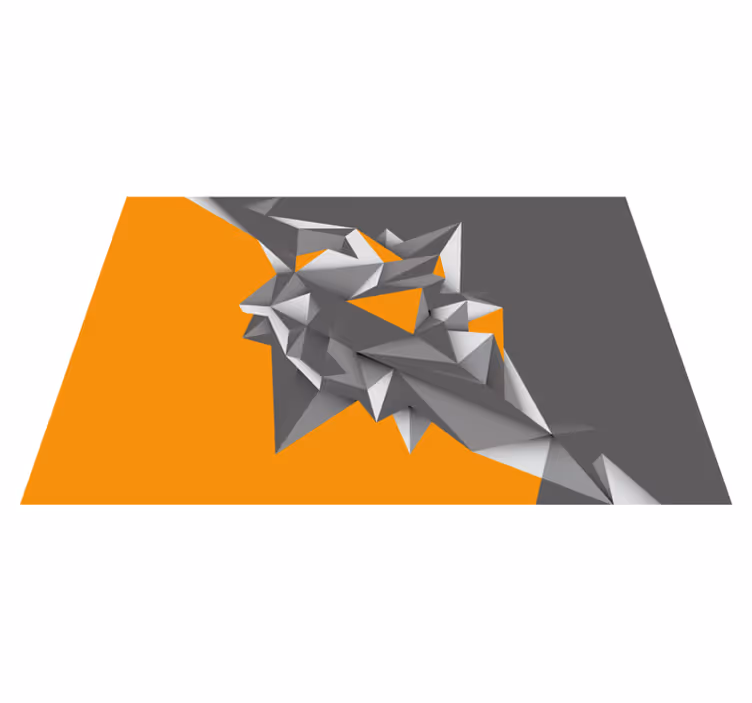 Geometric vinyl rug in gray and orange shapes - TenStickers