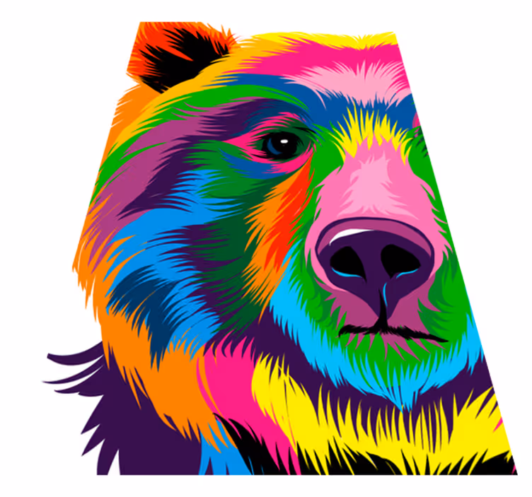 Colorful bear geometric vinyl rug - TenStickers
