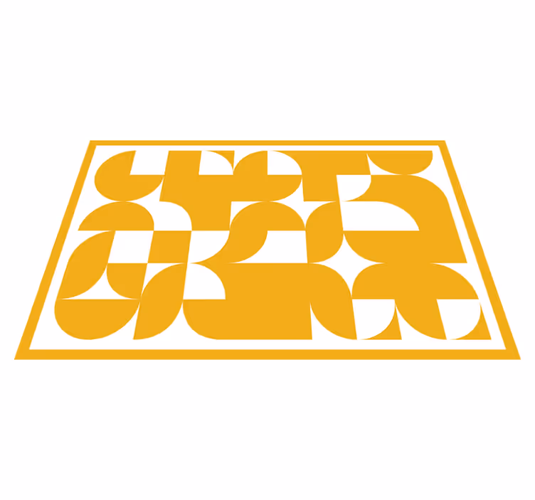 Geometric vinyl rug with yellow circle pattern - TenStickers