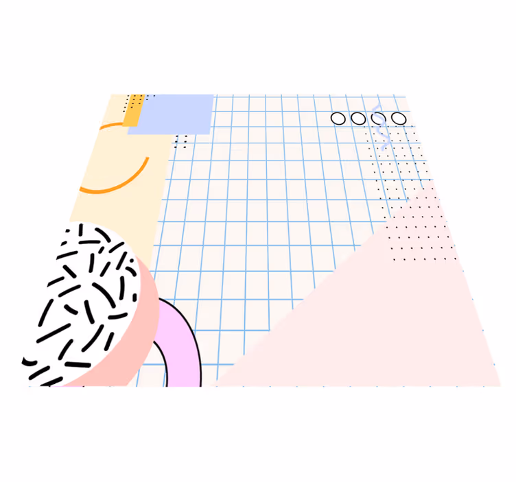 Geometric vinyl rug in colorful 80s abstract squares - TenStickers