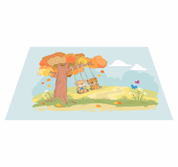 Kids vinyl rug teddy bears in the woods - TenStickers