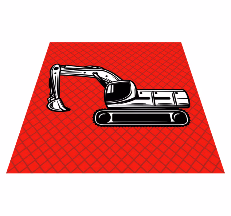 Kids vinyl rug in solid color big excavator - TenStickers