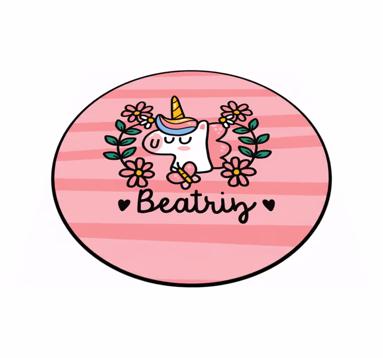 Kids vinyl rug cute flower unicorn rug - TenStickers