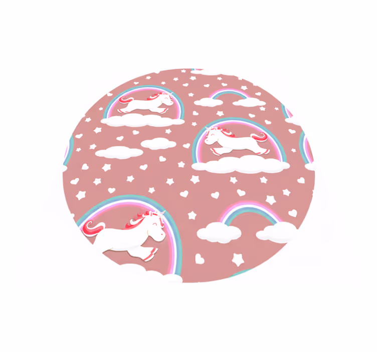 Kids vinyl rug with sweet unicorns and rainbows - TenStickers