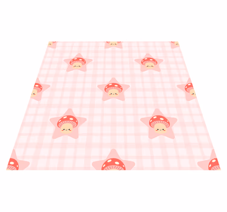 Kids vinyl rug cute pink mushroom design - TenStickers
