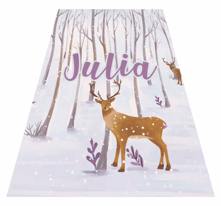 Kids vinyl rug scandinavian winter forest animals - TenStickers