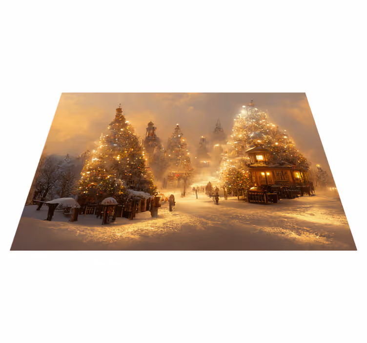Christmas vinyl rug in a winter wonderland design - TenStickers